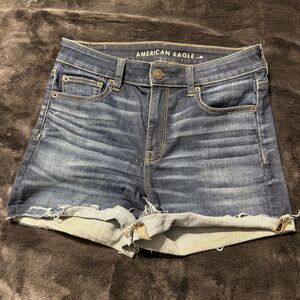 American Eagle Outfitters Women's Distressed Blue Jean Shorts